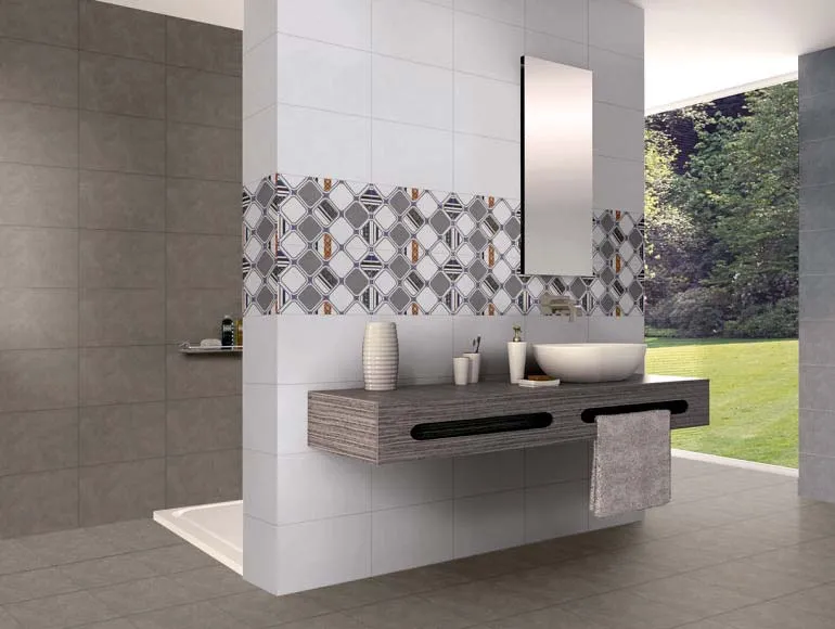 Geometric patterned tiles with wash basin design